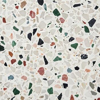 Stylish terrazzo polished abstract seamless pattern background top view with scattered particles photo