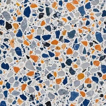 Neutral terrazzo marble surface top view flooring background with patterns photo