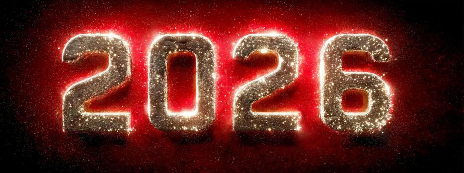 Celebration of the New Year With Bright, Shining 2026 Design on a Vibrant Background photo