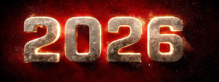 Celebration of the New Year With Bright, Shining 2026 Design on a Vibrant Background. photo