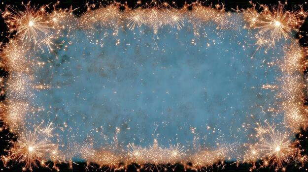 Sparkling Display of Fireworks Creates Vibrant Border Around Blue Background photo