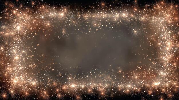 Sparkling Golden Frame With Shimmering Stars Creating an Elegant Backdrop for Celebration photo