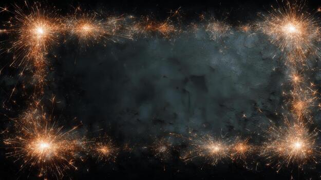 Sparkling Frame Created With Bright Sparklers Against a Dark Background for Festive Celebrations photo