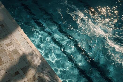 Rippled Water Shines Under Sunlight at a Serene Swimming Pool During Afternoon Hours photo