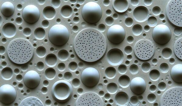 Abstract Architectural Detail Features Spheres and Patterned Circles on Neutral Surface photo