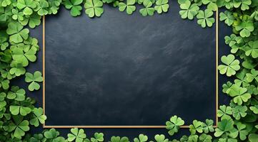 S t. patricks día antecedentes con tréboles, oro frontera y verde texturizado modelo. foto