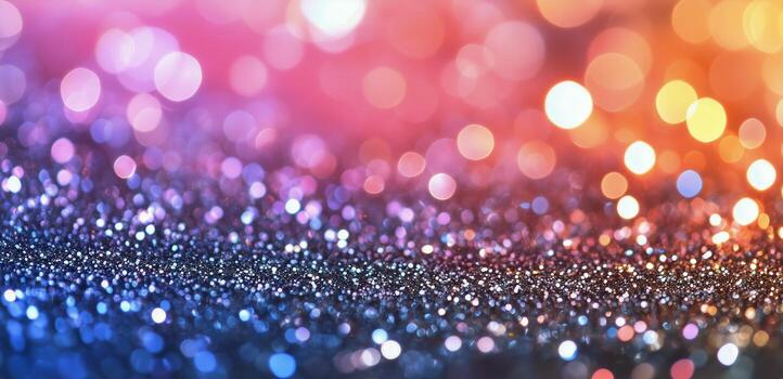 Colorful Sparkling Glitter Shines on Surface With out of Focus Light. photo