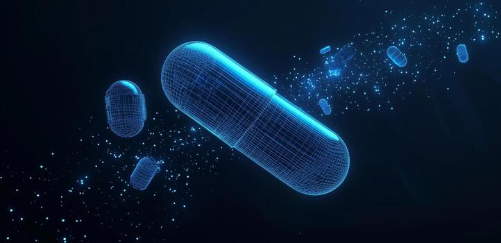 Digital Capsule Representing Innovation in Healthcare and Technology Advancements. photo