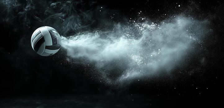 Volleyball Spinning Through a Cloud of Dust in an Artistic Display of Motion photo