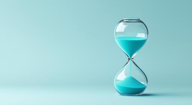 Unique Turquoise Sand Timer Captures the Essence of Time and Patience in a Minimal Setting. photo