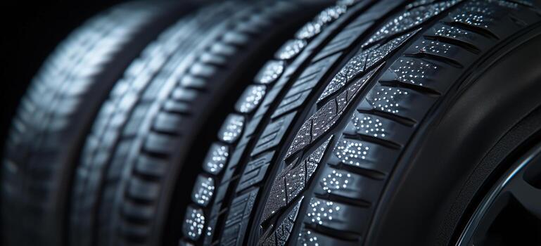 New Tires Displayed in a Showroom Highlighting Tread Patterns and Quality photo