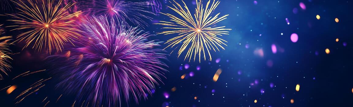 Bright Fireworks Illuminate the Night Sky During a Celebratory Event in a Vibrant Display. photo