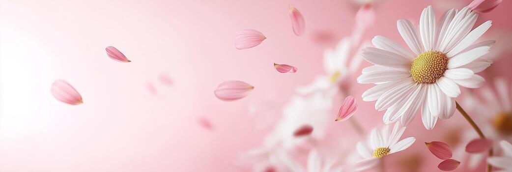 Beautiful Daisy Flowers With Pink Petals Floating in a Soft Background During Spring Season photo
