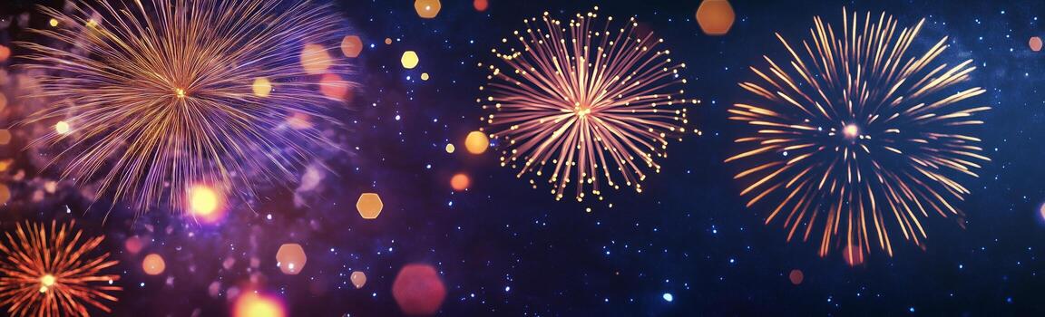 Bright Fireworks Illuminate the Night Sky During a Celebratory Event in a Vibrant Display photo