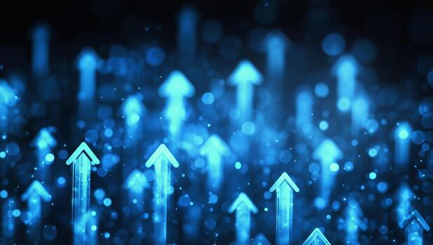 Creative Depiction of Upward Arrows in Blue Tones Representing Growth and Progress in Digital Art photo