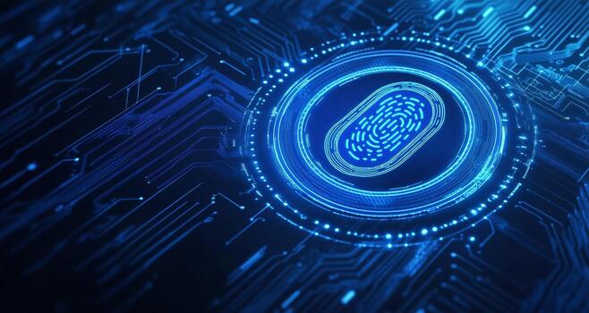 Digital Fingerprint Technology on a Circuit Board in a Tech Oriented Design photo