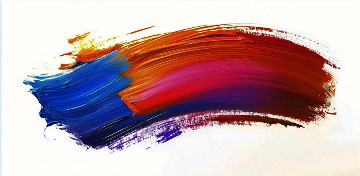 Colorful Paint Stroke Creating an Abstract Design on a White Background. photo