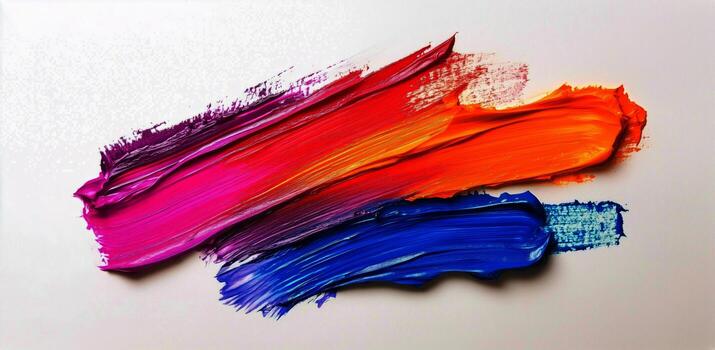 Colorful Paint Strokes Create Abstract Art on Canvas During Midday Creative Session photo