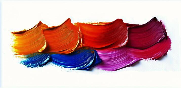 Colorful Paint Strokes Create Abstract Art on Canvas During Midday Creative Session. photo