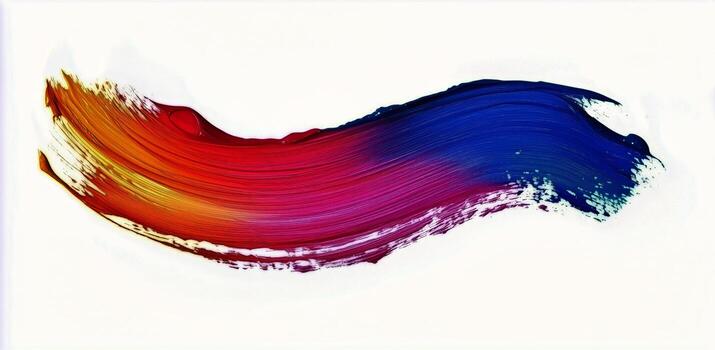 Colorful Paint Stroke Creating an Abstract Design on a White Background photo