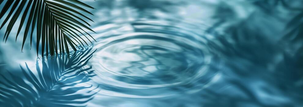 Calm Water Surface With Palm Leaf Reflections in Tropical Setting During Daytime photo