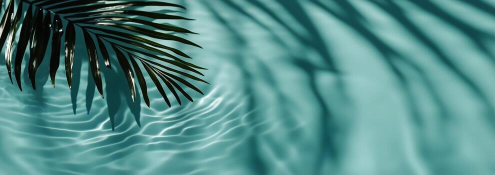 Calm Water Surface With Palm Leaf Reflections in Tropical Setting During Daytime. photo