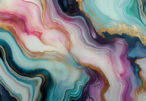 Colorful Abstract Design With Flowing Patterns and Gold Accents in Rich Tones. photo
