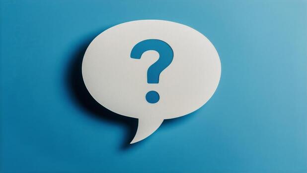 Thought Bubble With a Question Mark on a Blue Background photo