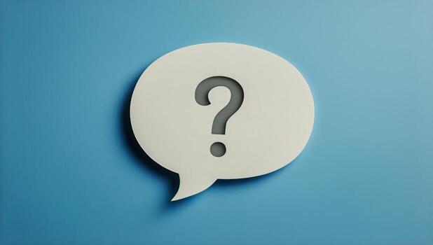Thought Bubble With a Question Mark on a Blue Background. photo