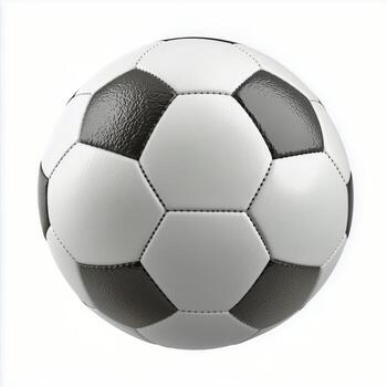 Classic Black and White Soccer Ball With Hexagonal Pattern on a Plain Background photo