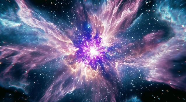 cósmico explosión de colores y ligero en un vibrante galaxia escena durante profundo espacio exploración foto