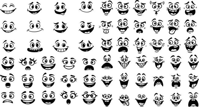 cartoon faces with different expressions and expressions vector