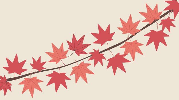 a branch with red leaves hanging from it vector