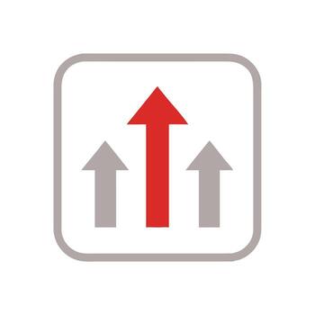 un rojo flecha señalando arriba y un gris flecha señalando abajo vector