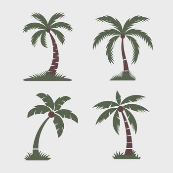 Four stylized palm trees in different poses vector