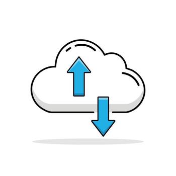 Cloud computing with upload and download arrows vector