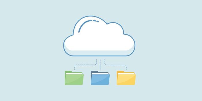 Cloud storage service with folders connected to cloud vector