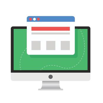 Computer screen with popup window, website design vector