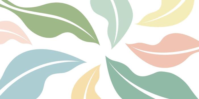 Pastel leaves pattern on with a circular arrangement vector
