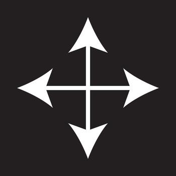 A white arrow pointing to the left and right vector