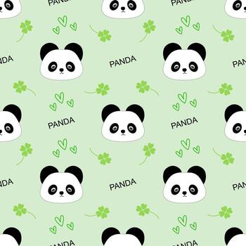 sin costura modelo con panda y trébol vector