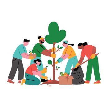 comunidad apoyo actividad con diverso grupo de personas vector