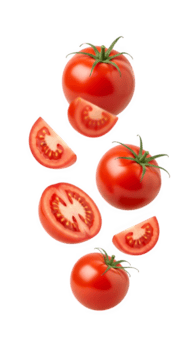 fresco pomodori galleggiante maturo rosso pomodori e fette nel dinamico preparativi trasparente sfondo png