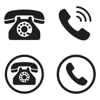 Telephone Icon Set with Old Rotary Phone and Modern Communication Symbols Representing Call, Contact and Connection Technology vector