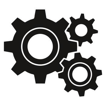 Gear Settings Silhouette Icon Representing Engineering, Technology System, Machine Industry, Productivity, Software Settings and Mechanical Process vector