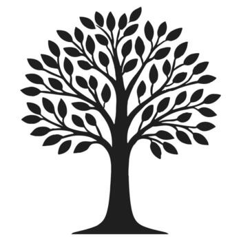 Decorative Tree Silhouette Illustration with Many Leaves and Branches Representing Growth, Stability, Life and Environmental Balance vector