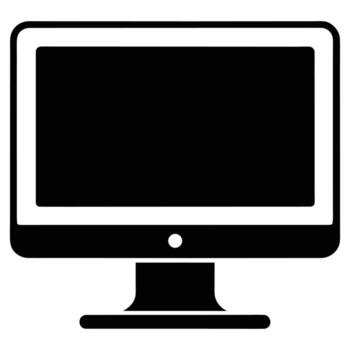 Computer Monitor Screen Icon Silhouette Representing Digital Technology, Internet Device, Office Work, Online Tools and Modern Workplace vector
