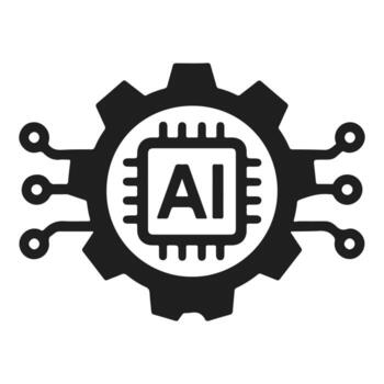 Artificial Intelligence Gear Icon with Chip Illustration Representing Technology, Innovation, Machine Learning and Digital Progress vector