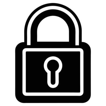 Lock Silhouette Icon Representing Cyber Security, Data Privacy, Protection, Password Safety, Confidential Information and Safe Access vector