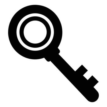 llave silueta icono representando seguridad, acceso, contraseña proteccion, desbloqueo, privacidad, propiedad propiedad y cierre mecanismo vector